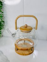 قوری پیرکس دسته چوبی ۱۵۰۰ml - تصویر 2