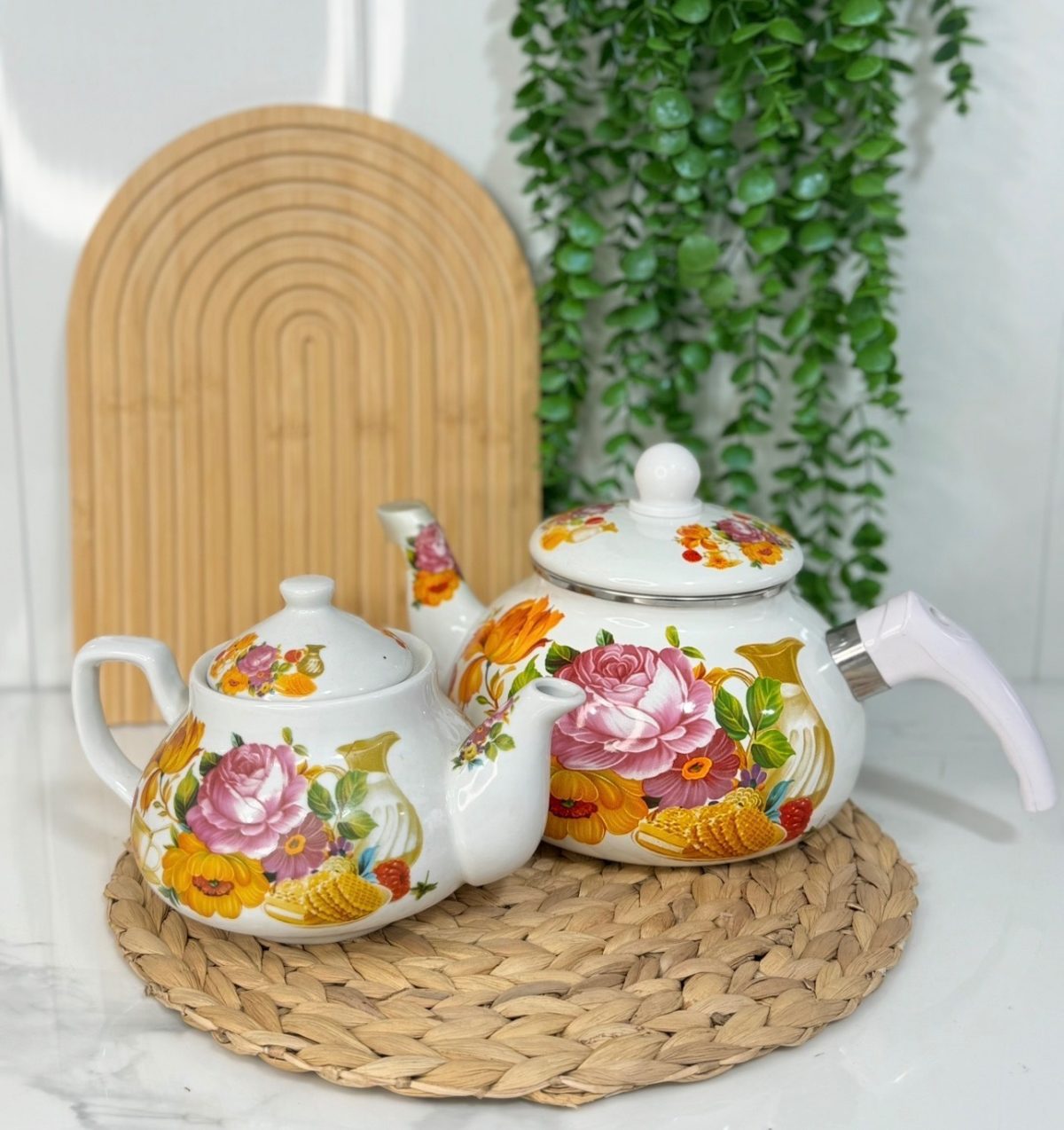ست کتری قوری لعابی - تصویر 2