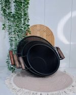 آبکش مشکی دسته چوبی